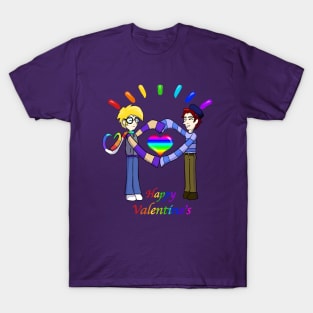 Valentine's day Lovers in Stripes (rainbow) T-Shirt